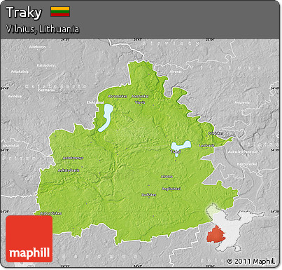 Physical Map of Traky, lighten, desaturated