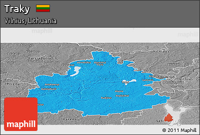Political Panoramic Map of Traky, desaturated