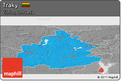 Political Panoramic Map of Traky, desaturated