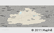 Shaded Relief Panoramic Map of Traky, darken, semi-desaturated