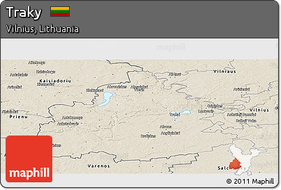 Shaded Relief Panoramic Map of Traky
