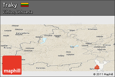 Shaded Relief Panoramic Map of Traky