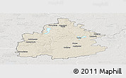 Shaded Relief Panoramic Map of Traky, lighten, semi-desaturated