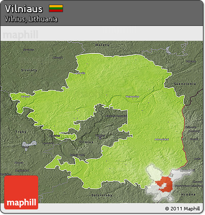 Physical 3D Map of Vilniaus, darken, semi-desaturated