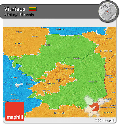 Political 3D Map of Vilniaus