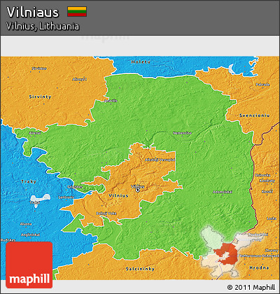 Political 3D Map of Vilniaus