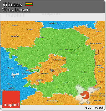 Political 3D Map of Vilniaus