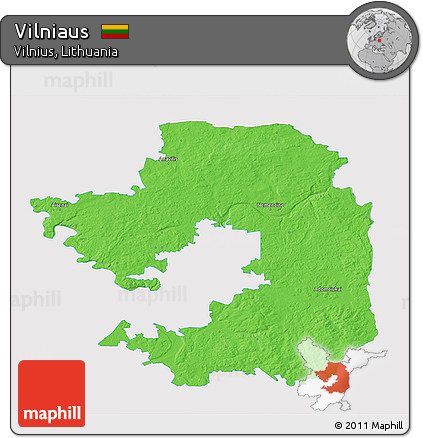 Political 3D Map of Vilniaus, single color outside