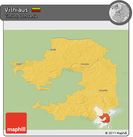 Savanna Style 3D Map of Vilniaus, single color outside