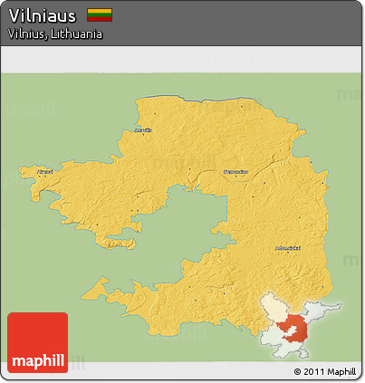 Savanna Style 3D Map of Vilniaus, single color outside