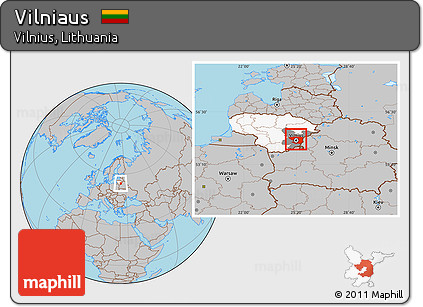 Gray Location Map of Vilniaus, highlighted country, highlighted parent region