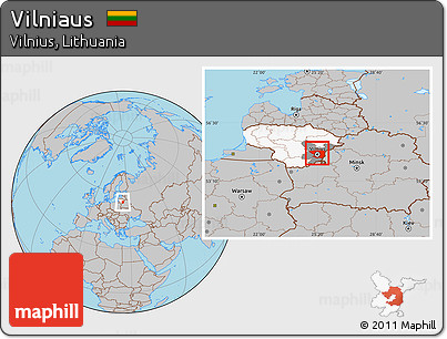 Gray Location Map of Vilniaus, highlighted country, highlighted parent region