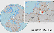 Gray Location Map of Vilniaus, highlighted parent region, within the entire country, hill shading
