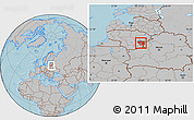 Gray Location Map of Vilniaus, hill shading