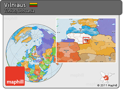 Political Location Map of Vilniaus, highlighted country