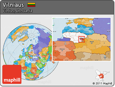 Political Location Map of Vilniaus, highlighted country