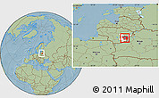 Savanna Style Location Map of Vilniaus, highlighted parent region, within the entire country, hill shading
