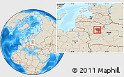 Shaded Relief Location Map of Vilniaus, within the entire country