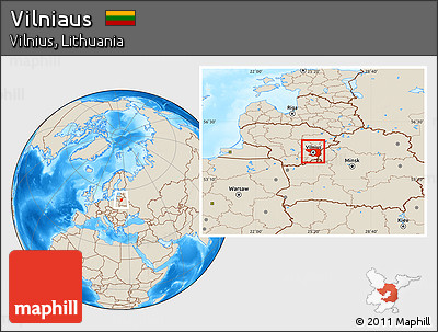Shaded Relief Location Map of Vilniaus