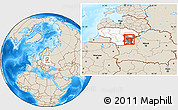 Shaded Relief Location Map of Vilniaus, highlighted country, highlighted parent region