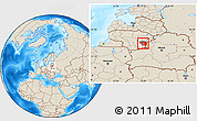 Shaded Relief Location Map of Vilniaus, highlighted parent region