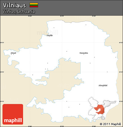 Classic Style Simple Map of Vilniaus, single color outside