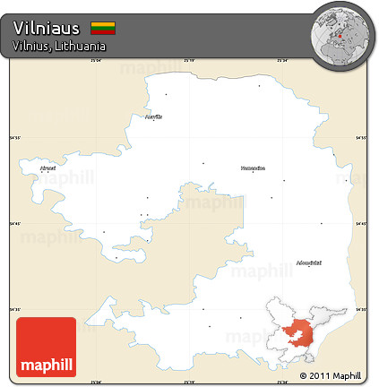 Classic Style Simple Map of Vilniaus, single color outside
