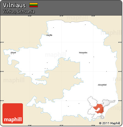 Classic Style Simple Map of Vilniaus, single color outside