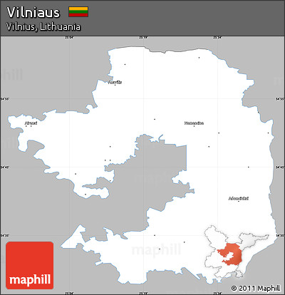Gray Simple Map of Vilniaus, single color outside