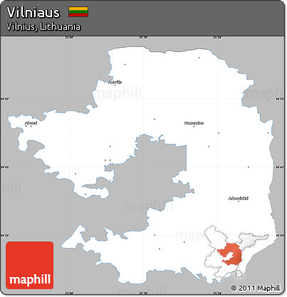 Gray Simple Map of Vilniaus, single color outside