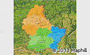 Political 3D Map of Luxembourg, satellite outside