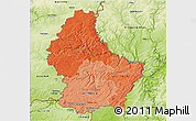 Political Shades 3D Map of Luxembourg, physical outside