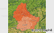 Political Shades 3D Map of Luxembourg, satellite outside