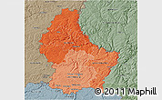 Political Shades 3D Map of Luxembourg, semi-desaturated