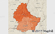 Political Shades 3D Map of Luxembourg, shaded relief outside