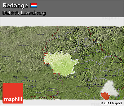 Physical 3D Map of Redange, darken