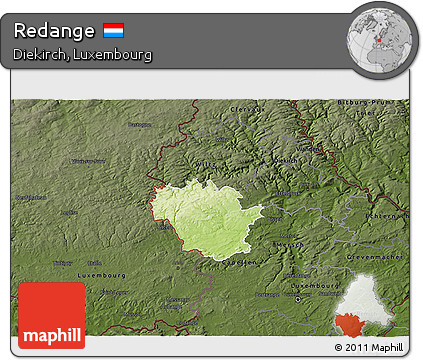 Physical 3D Map of Redange, darken