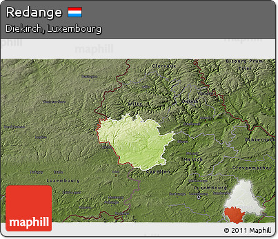 Physical 3D Map of Redange, darken