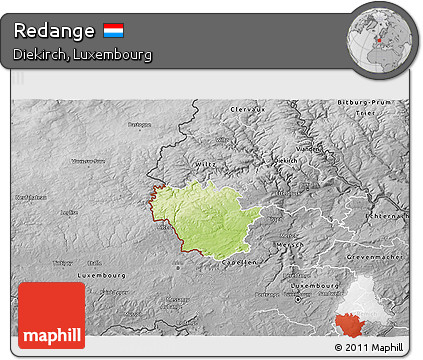 Physical 3D Map of Redange, desaturated