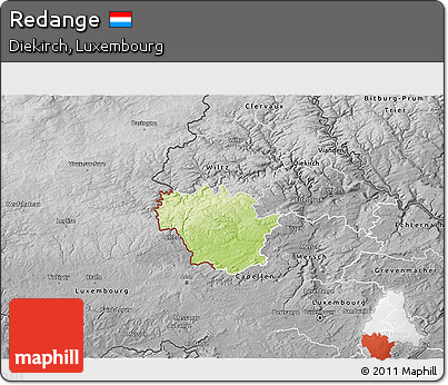 Physical 3D Map of Redange, desaturated