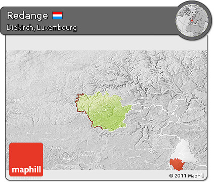 Physical 3D Map of Redange, lighten, desaturated