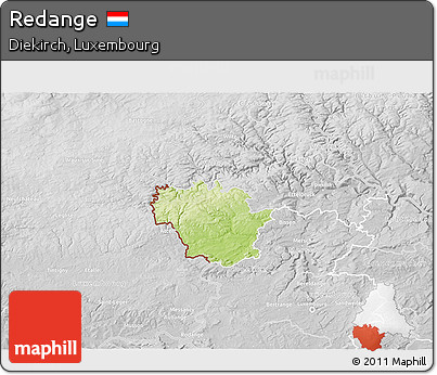 Physical 3D Map of Redange, lighten, desaturated