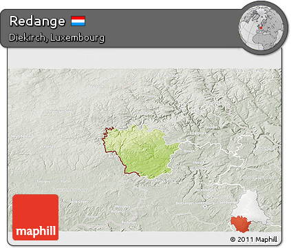 Physical 3D Map of Redange, lighten, semi-desaturated