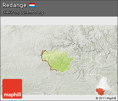 Physical 3D Map of Redange, lighten, semi-desaturated