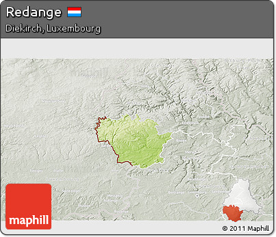Physical 3D Map of Redange, lighten, semi-desaturated