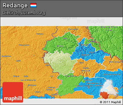 Physical 3D Map of Redange, political outside