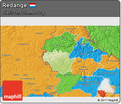 Physical 3D Map of Redange, political outside