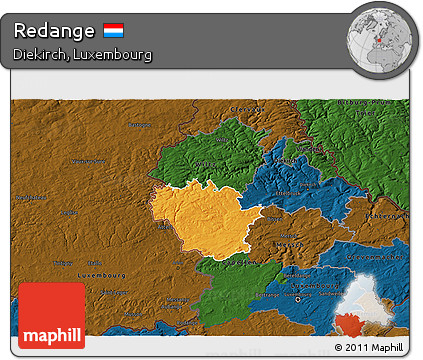 Political 3D Map of Redange, darken