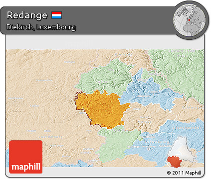Political 3D Map of Redange, lighten