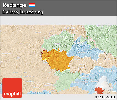 Political 3D Map of Redange, lighten